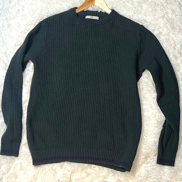 Mens Regular Fit Dark Green MNG Man Mango Pullover Knit Sweater Size Medium - Picture 3 of 4
